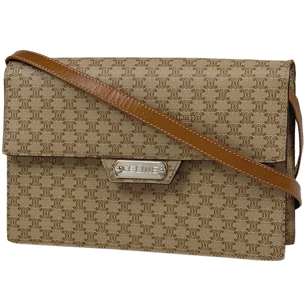 Celine Macadam Shoulder Bag canvas beige